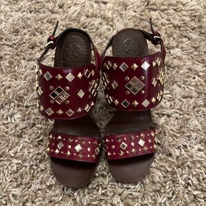 Tory Burch Burgundy Sandals